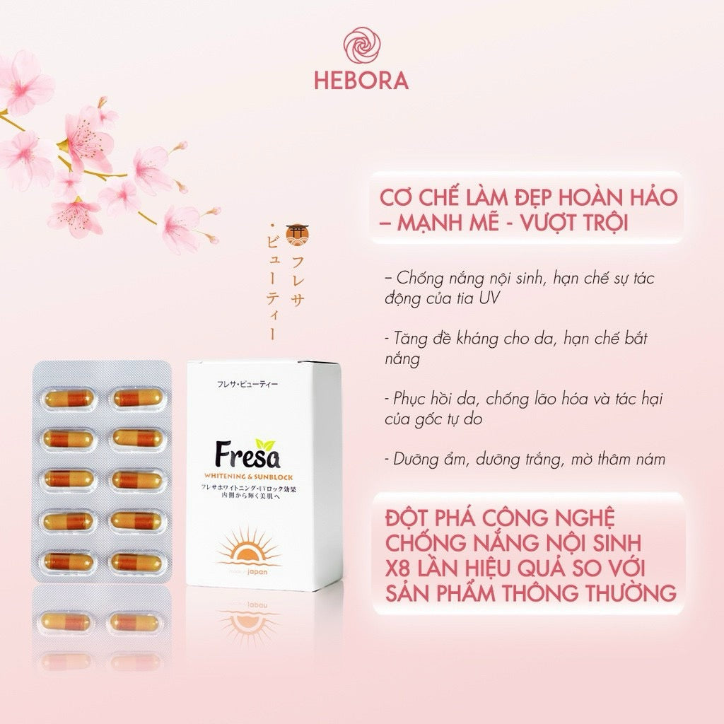 FRESA Whitening & Sunblock - Viên uống Fresa hỗ trợ dưỡng sáng, bảo vệ da
