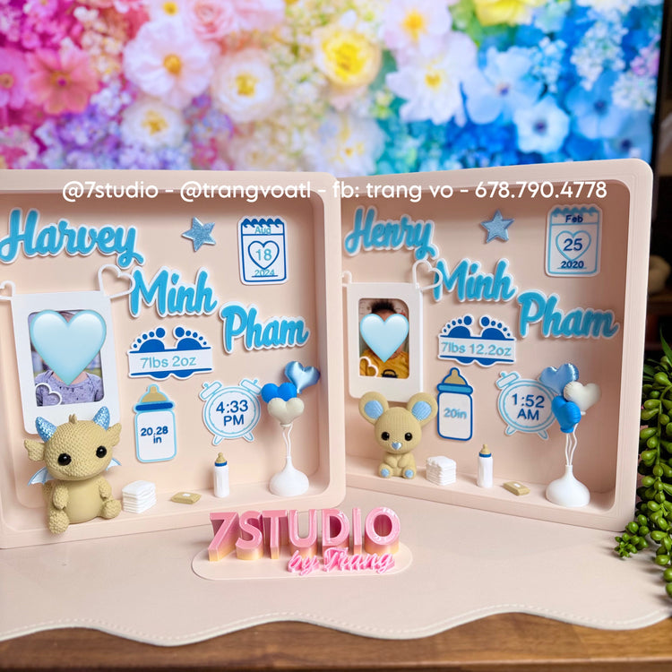 Birth Stats Box nursery with photo 8x10